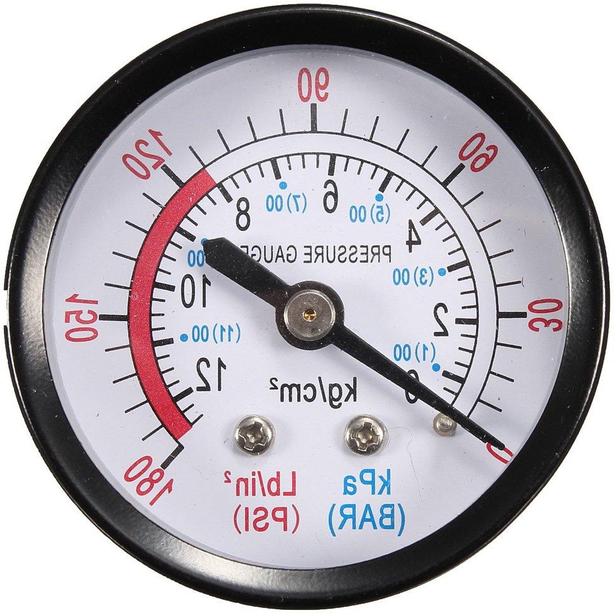 Drukmeter Compressor - Manometer Lucht - Druk Meten - 0-12 Bar Bereik - 1/4" BSP - Zilverkleurig