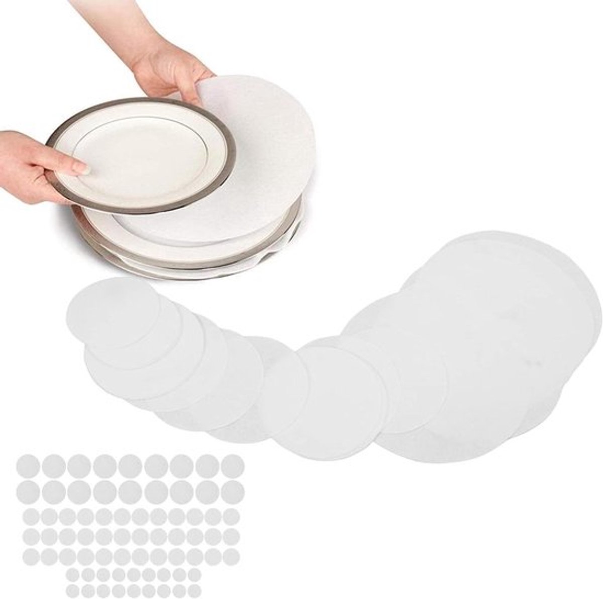 Vilten Plaatbeschermers 72 Stuks Dik Ronde Schotelbeschermers Herbruikbaar White Pads.