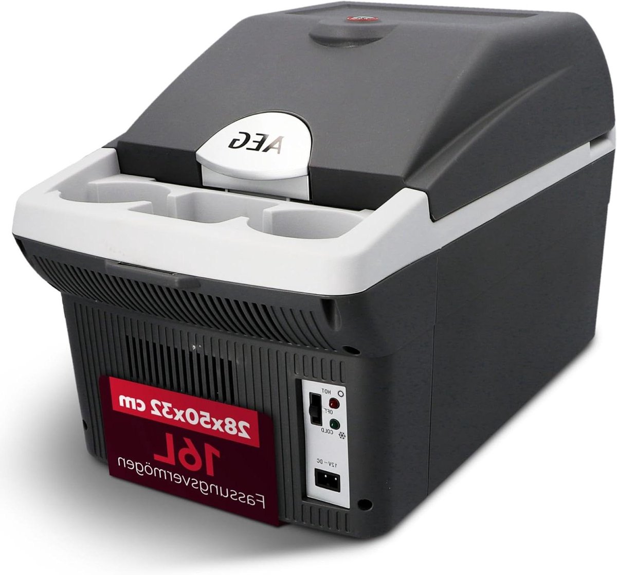 Thermo-elektrische Koelbox - Warmhoudbox - Reizen - Armsteun met bekerhouder - 16 Liter - Zwart Grijs