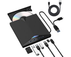 Externe Blu-ray speler - Optisch station - Films kijken - 7-in-1 functionaliteit - Slank en draagbaar - Zwart