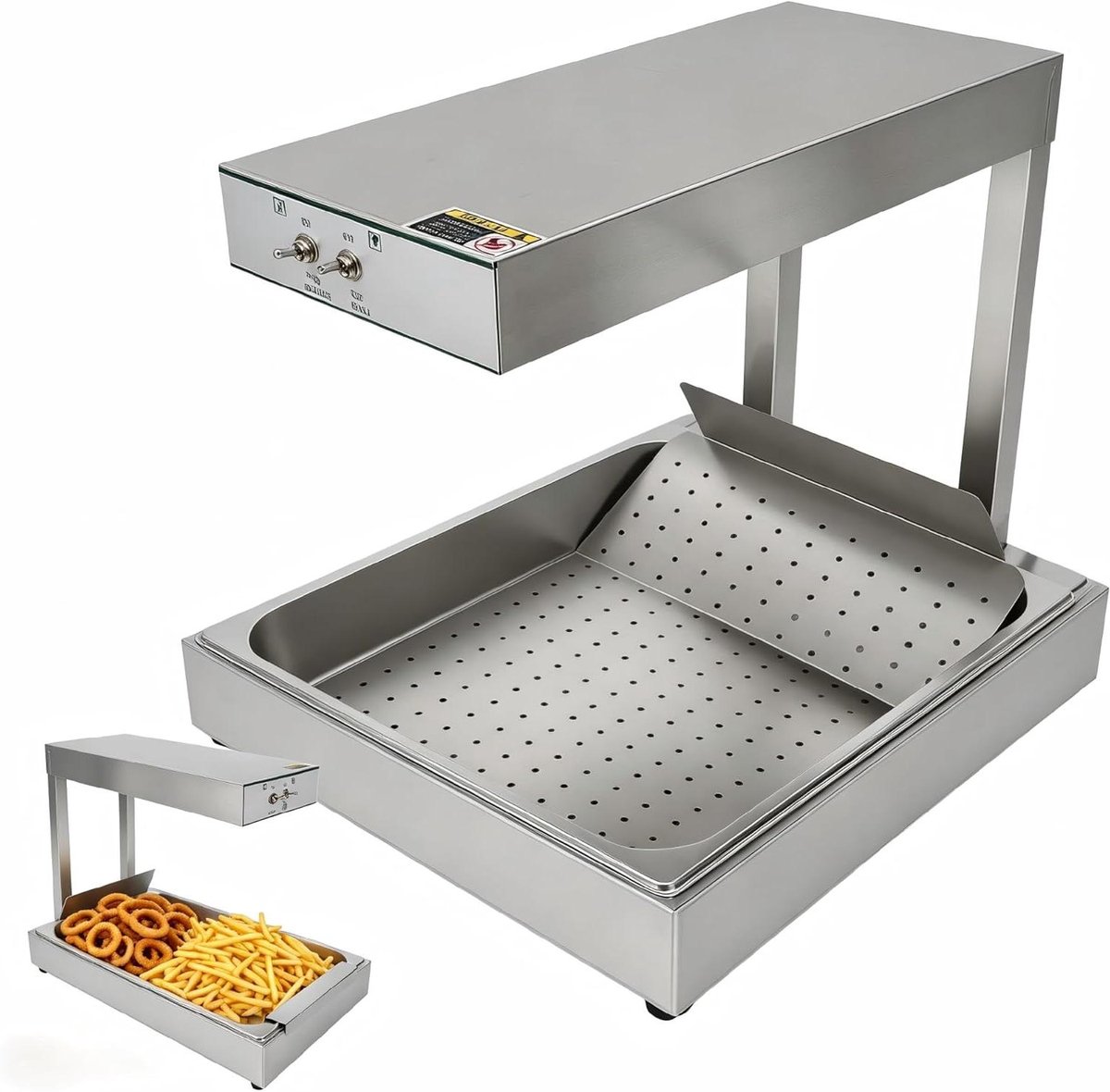 Frietwarmer - Warmhoudkast - Horeca - Efficiënte Verwarming - 56x33x46.5 cm - Zilver