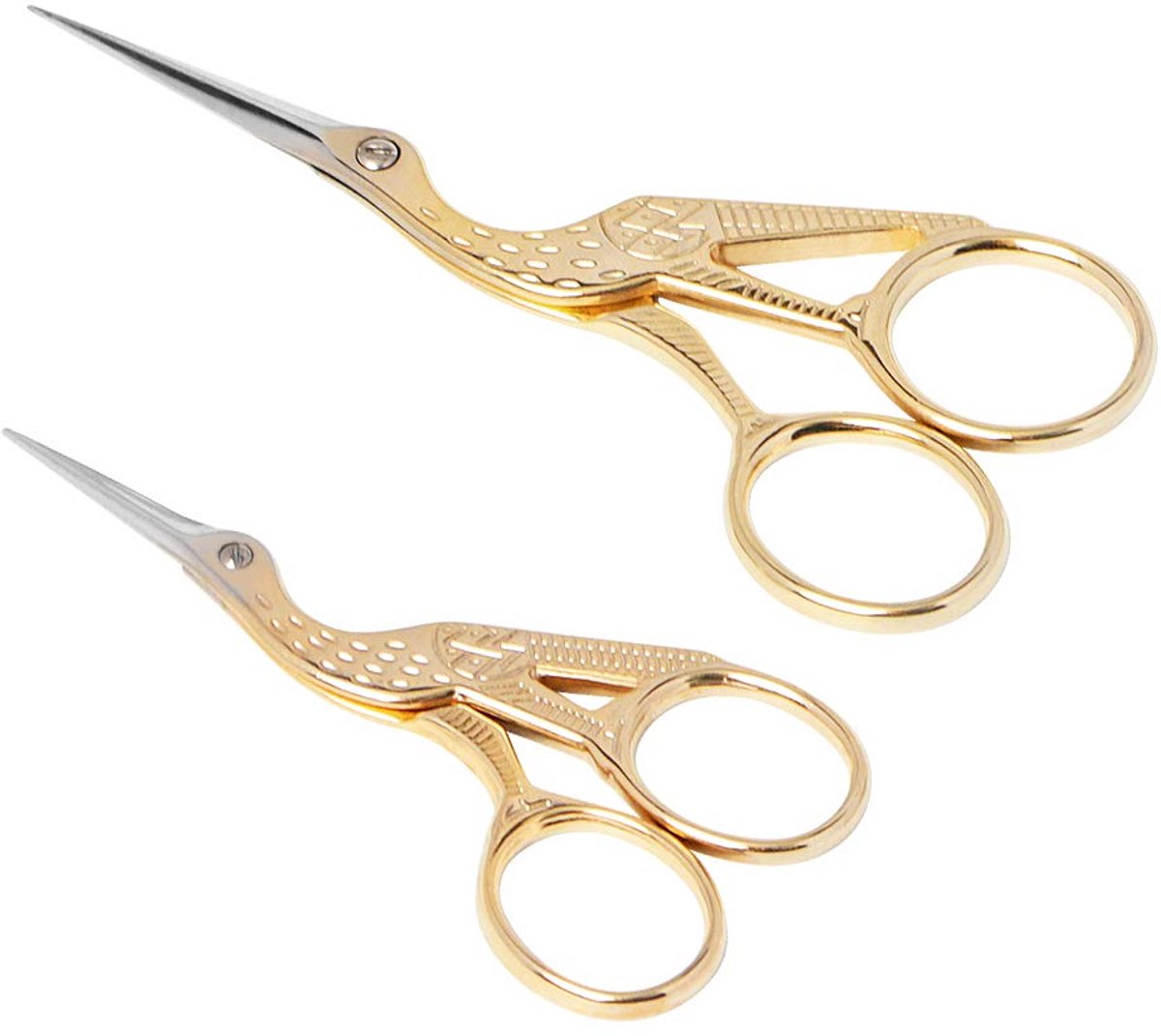 carmdering - Oogscharen - Oognaald Schaar - Handwerkschaar - Nauwkeurig Knippen Van Fijne Garens - Ergonomisch Ontwerp Voor Links En Rechts - Roestvrij Staal Met Vergulde Afwerking - Lichtgewicht Voor Minder Handvermoeidheid - 2 Stuks