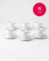 vtwonen - Basic - Set van 6 - Kopjes en schotels - Wit - Porselein