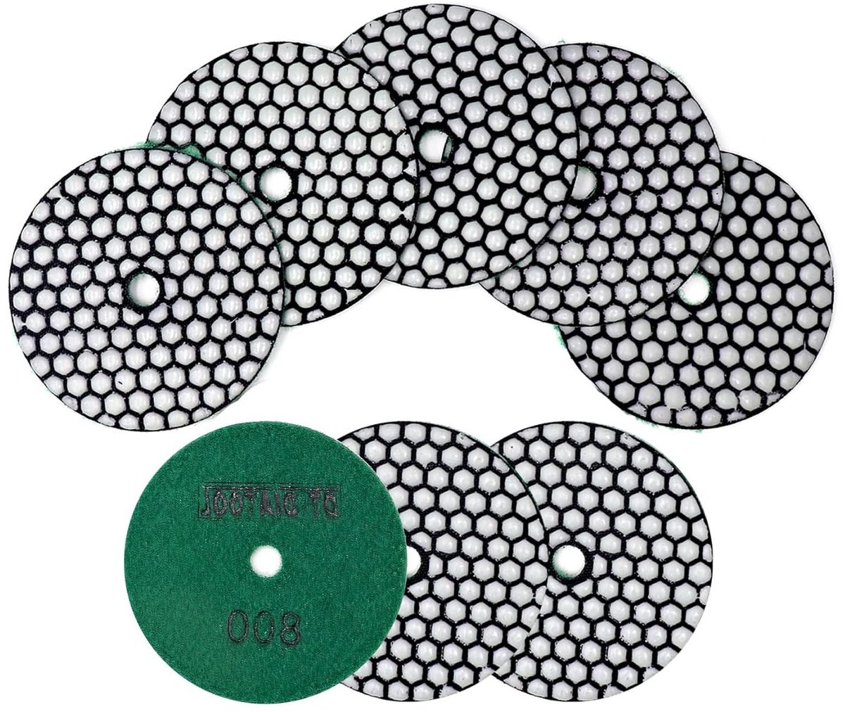 Diamant Oppoets Pads - Polijstschijven - Steen Bewerken - Droog Polijsten - 100mm 8 Stuks - Grijs