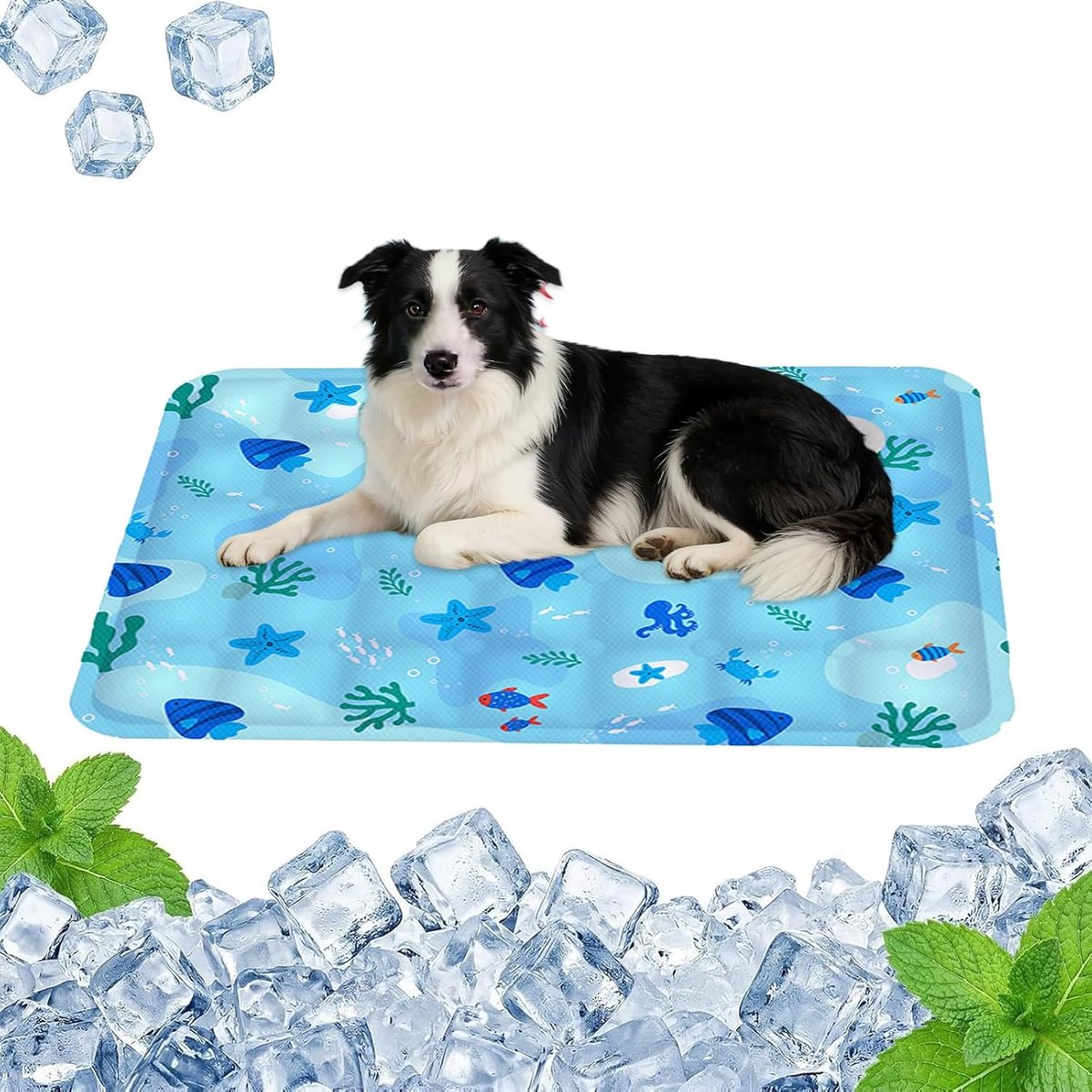 VHV - Koelmatten - Koelmatten voor honden - Koelmat voor honden en katten - Watergeïnjecteerde koelmat voor huisdieren - Zelfkoelende mat voor huisdieren - Opvouwbare koeldeken voor honden - 40 x 45 cm - Blauw