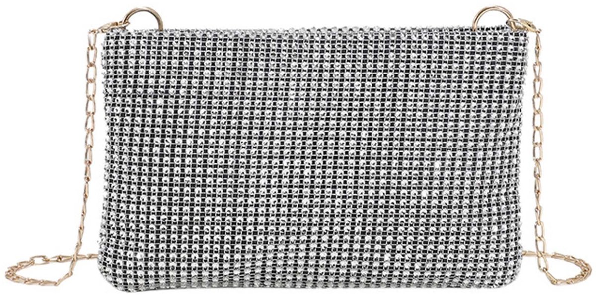 SPHProducts - Glanzende avondclutch - Dames handtas - Sprankelend ontwerp - Zilver - Crossbody tas - Voor bal en feest - Stijlvolle afwerking
