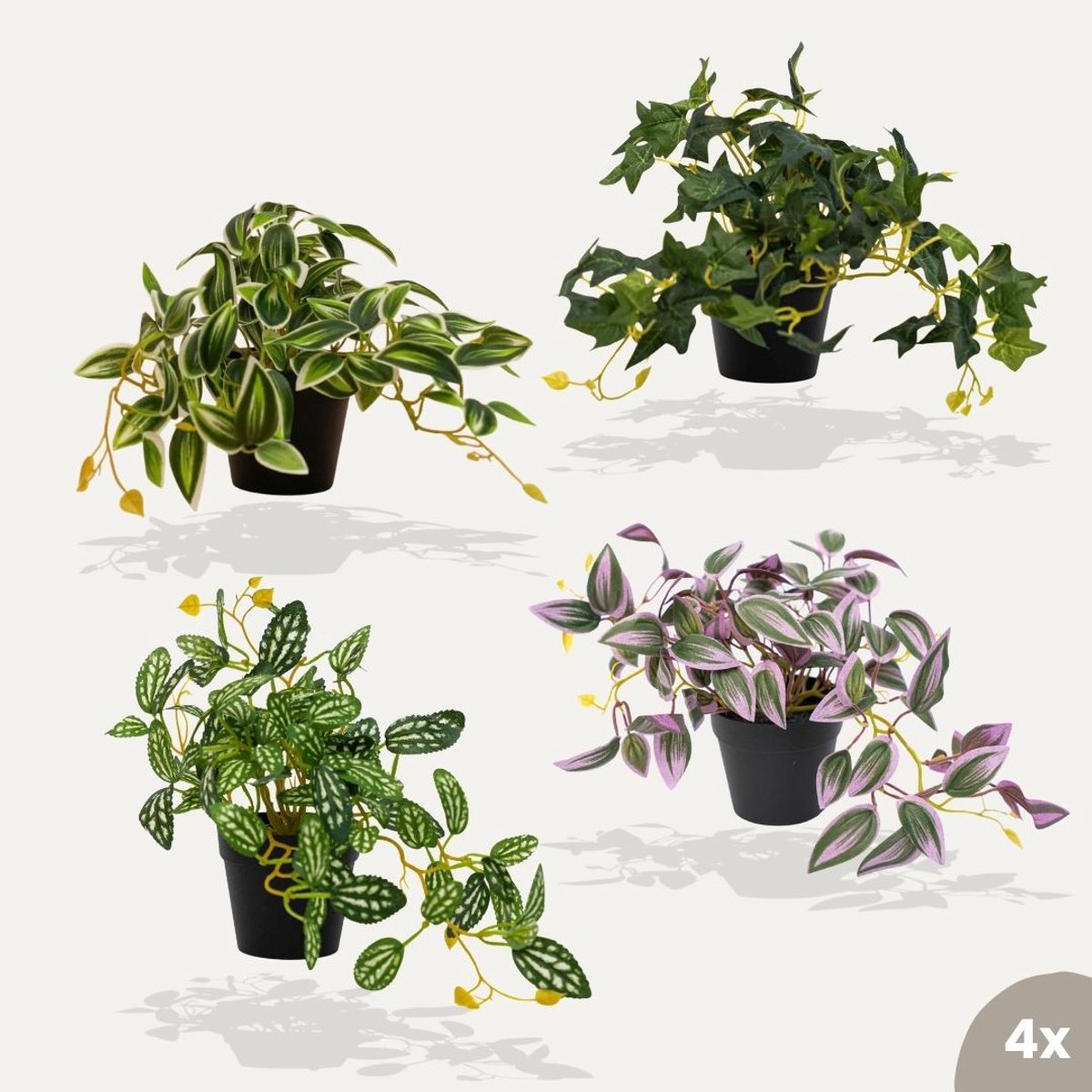 Hangplanten mix - 4 stuks - Kunstplanten - Bundelset