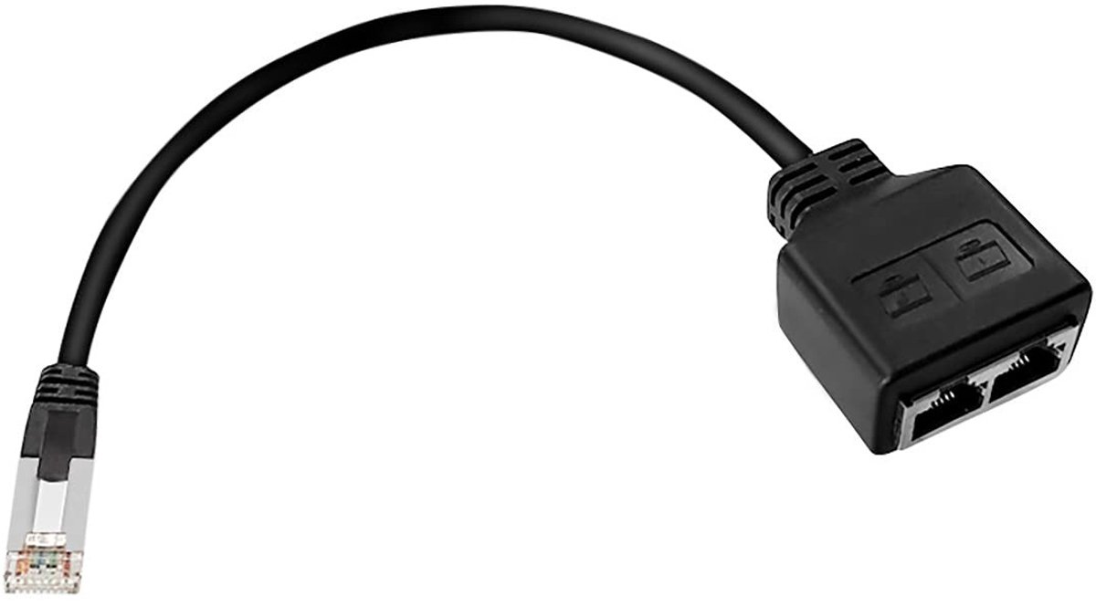 ONF3 - Netwerkadapter - Ethernet Splitter 1 tot 2 - Hoge snelheid - 10 x 10 x 5 cm - Geschikt voor Laptop Desktop Router TV Box - 2 Stuks