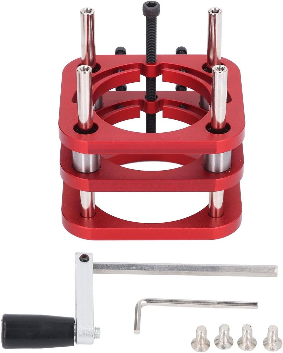 Routertafelbasis - Freestafel Hefsysteem - Precisie Houtbewerking - 4 Klauwklemmen - 51 Mm Hefslag - Rood