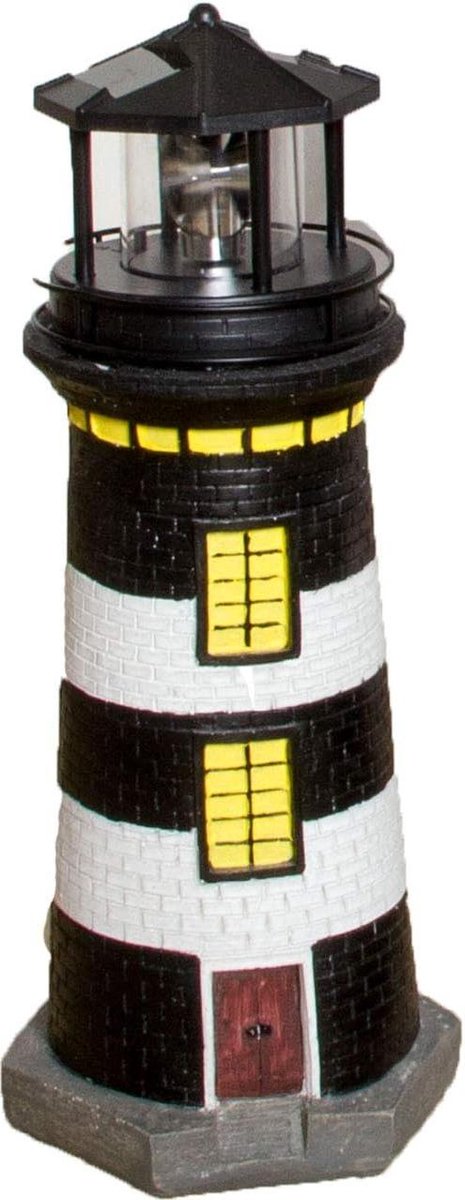 Vuurtoren op zonne-energie - Decoratieve toren - Tuinverlichting creëren - Roterende lamp - 37 of 82 cm - Rood blauw zwart