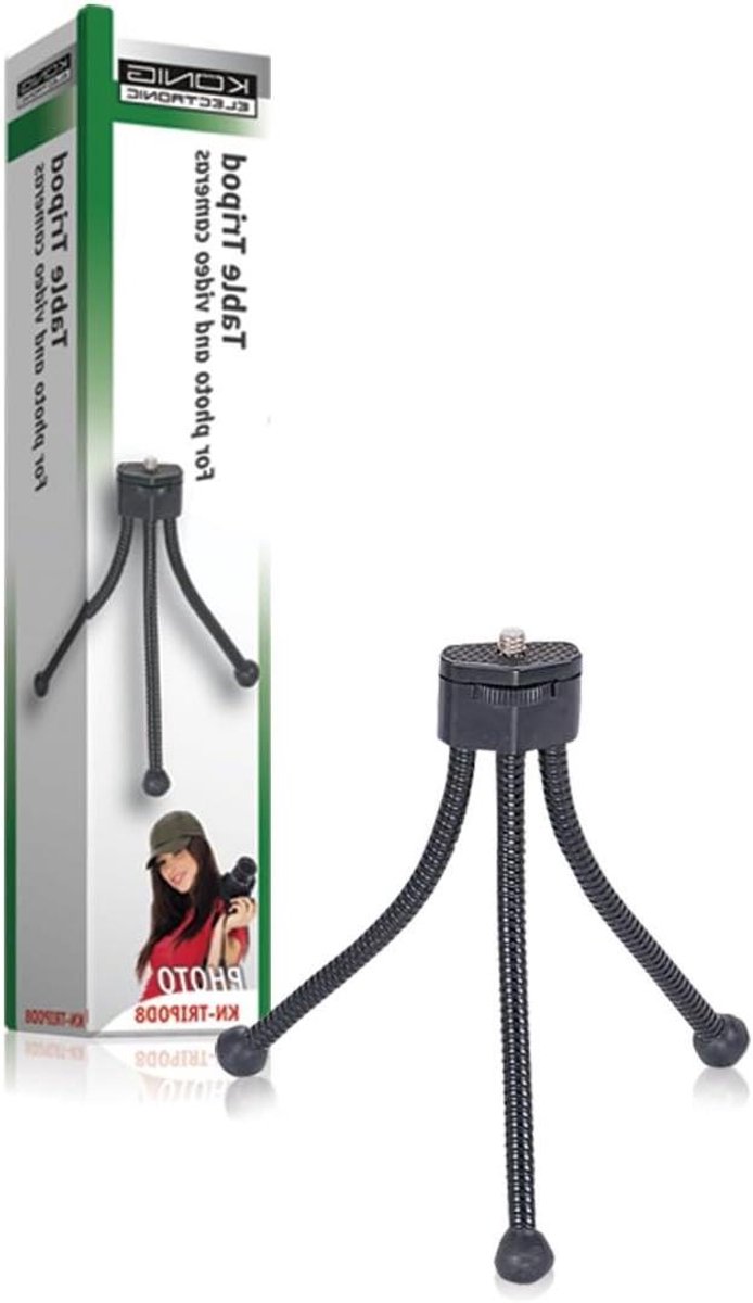 Mini Tafelstatief - Klein Statief Flexibel - Fotograferen Stabiel - Lichtgewicht Opvouwbaar - 15 cm Max Hoogte - Zwart