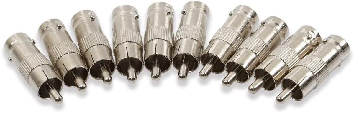 BNC naar RCA Adapter - Coaxkabel Koppeling - CCTV Camera Installatie - Metalen Connectoren - 10 stuks - Zilver