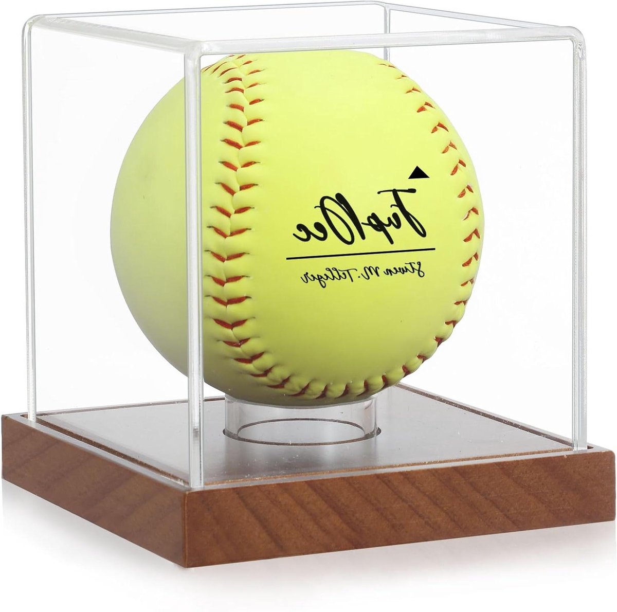 Softbal Vitrine - Bal Houder - Sport Collecties Tonen - UV Beschermde Kubus - 10.9x10.9x10.9 cm - Bruin