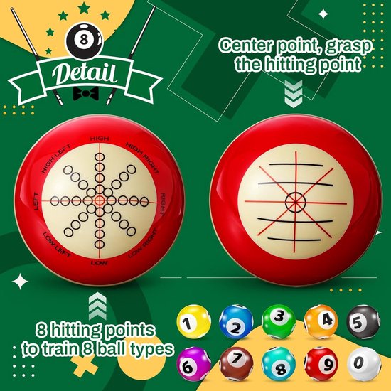 Biljart Keu Ballen - Trainingsballen Pool - Biljart Spel Verbeteren - Dubbelzijdige Markeringen - 57.2 mm - Wit van Merkloos — afbeelding 4
