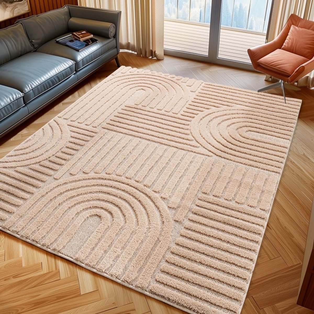 Binnenkleed, roze, van jute, voor de woonkamer, platgeweven, comfortabel en antislip. 160x230 cm