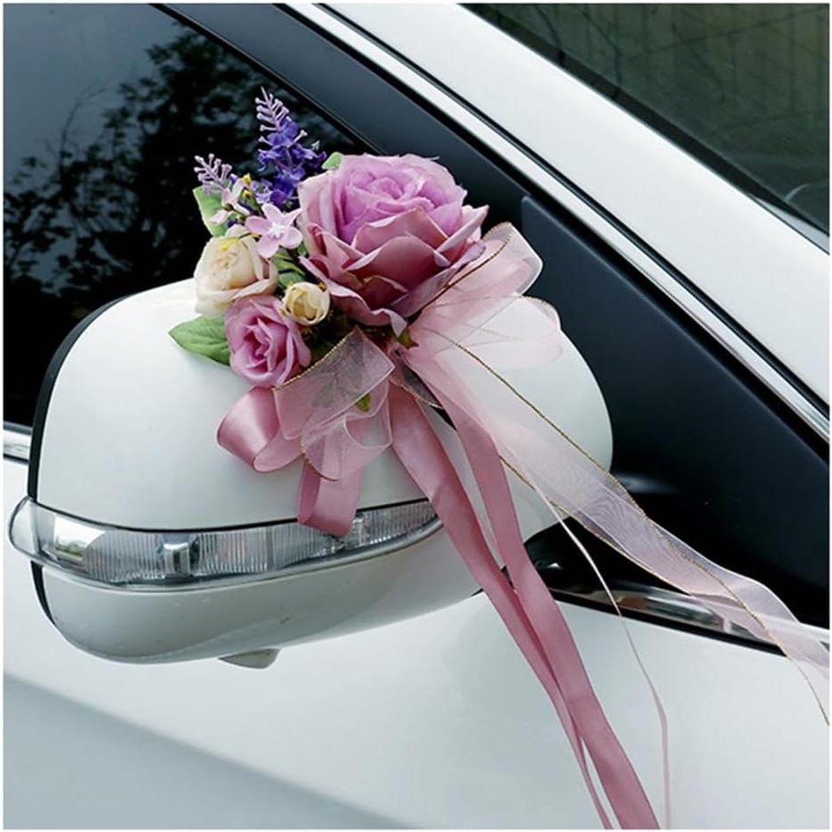 Autosieraden Bruiloft Decoratie - Autobloem Decoratie - Bruiloft Versieren - Zonder Allergenen - 12 x 35cm - Roze
