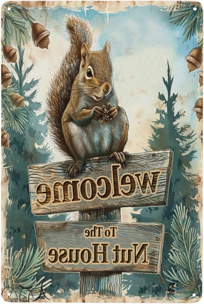 Welkom Bord Eekhoorns - Buiten Decoratie - Tuin Versieren - Grappig Ontwerp - 30 x 20 cm - Groen