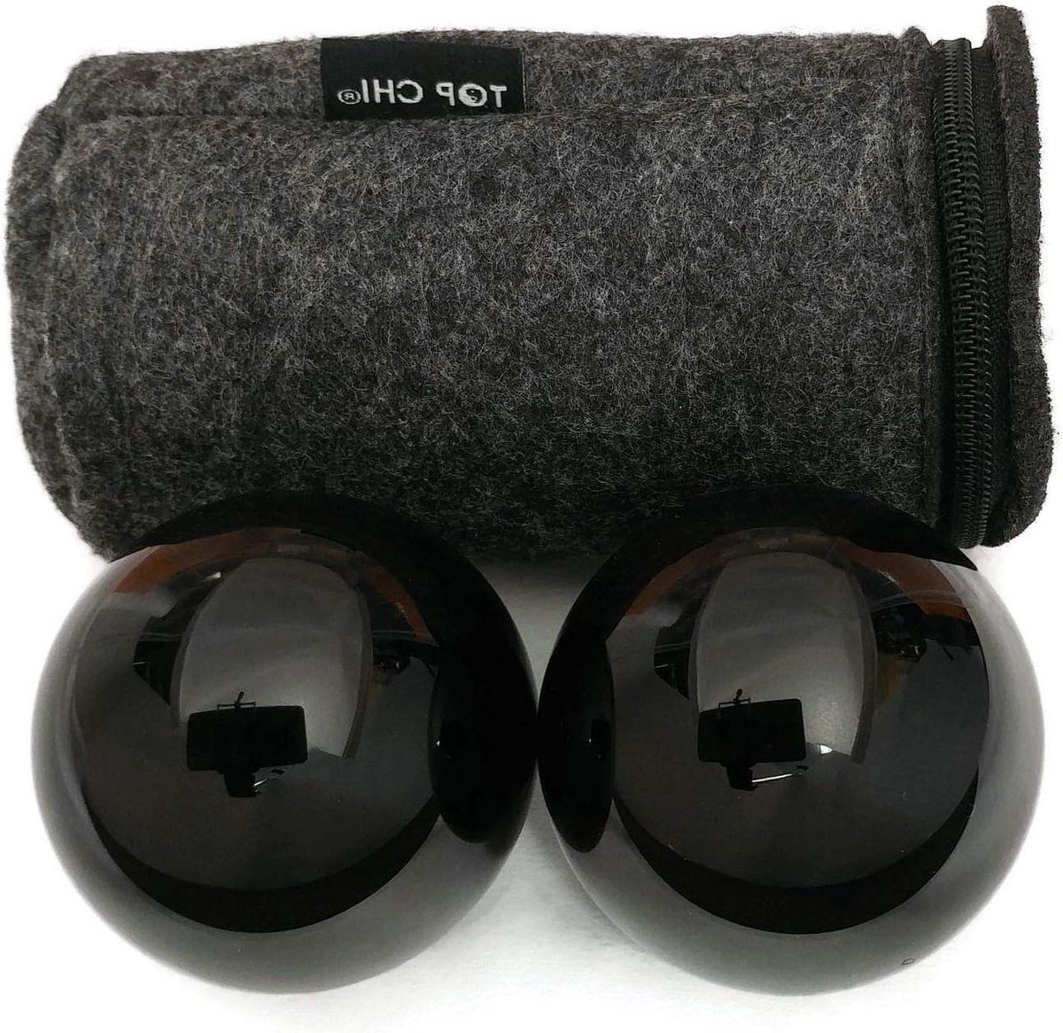 Baoding Ballen - Meditatie Ballen - Handtherapie Oefening - Natuurlijke Zwarte Obsidiaan - 2 Inch - Zwart