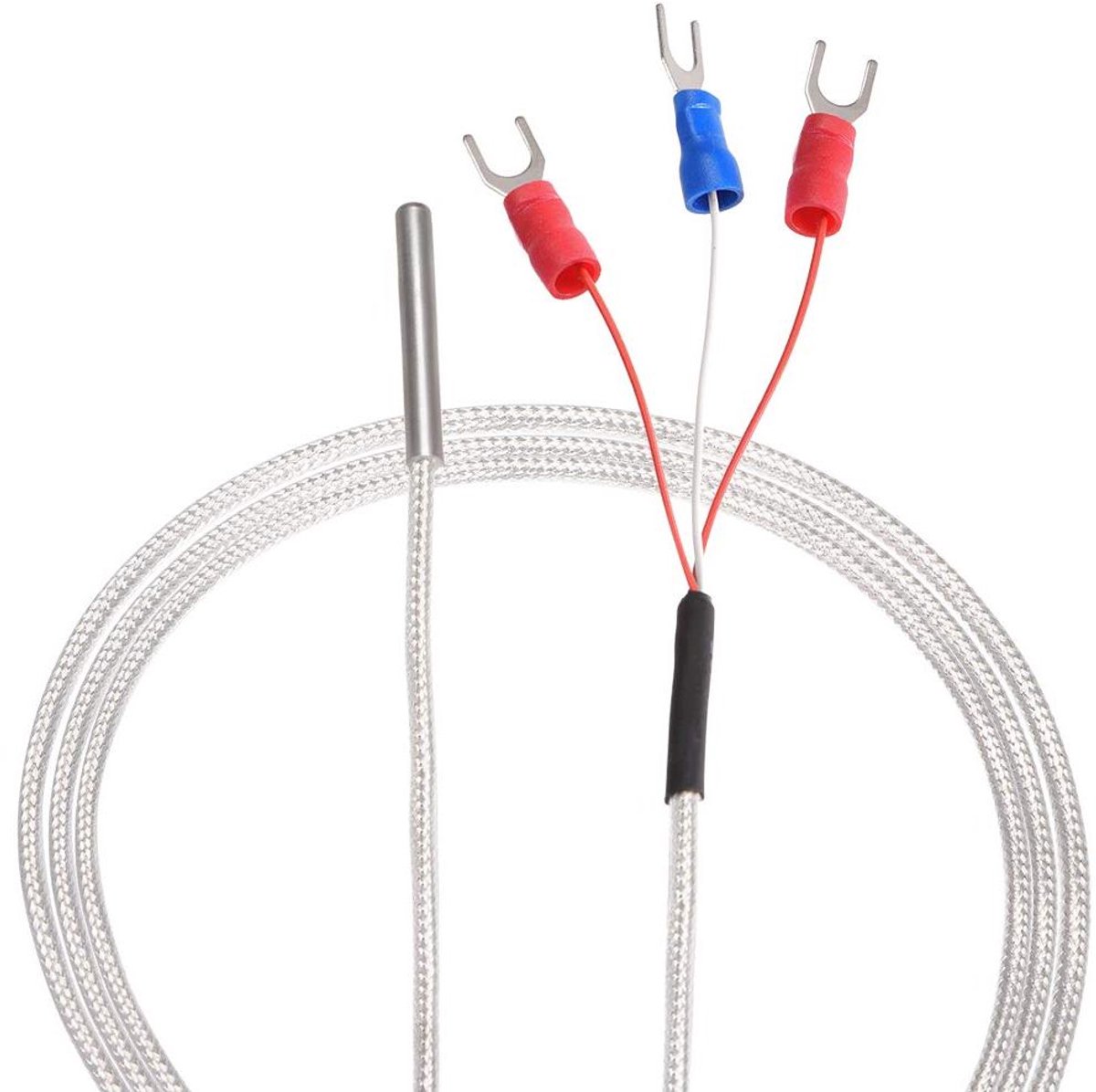 Temperatuursensor PT100 - RTD Thermoelement - Temperatuur Meten - Waterdicht Driedraadsysteem - 300 cm Kabel - Zilver