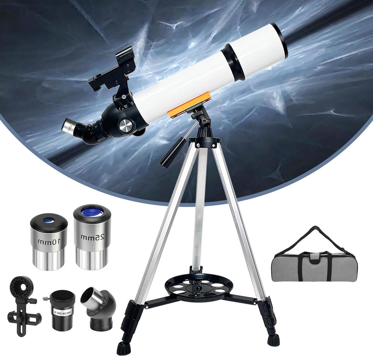 Astronomische Telescoop - Sterrenkijker Refractor - Sterren Kijken - Volledig Gecoate Lens - 70/500 mm - Zwart