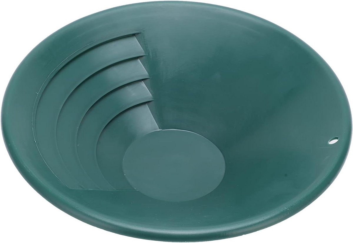 Gouden Panning Pan - Zeef Lade - Goud Prospectie - 90° Ondiepe Groef - 260mm Diameter - Groen