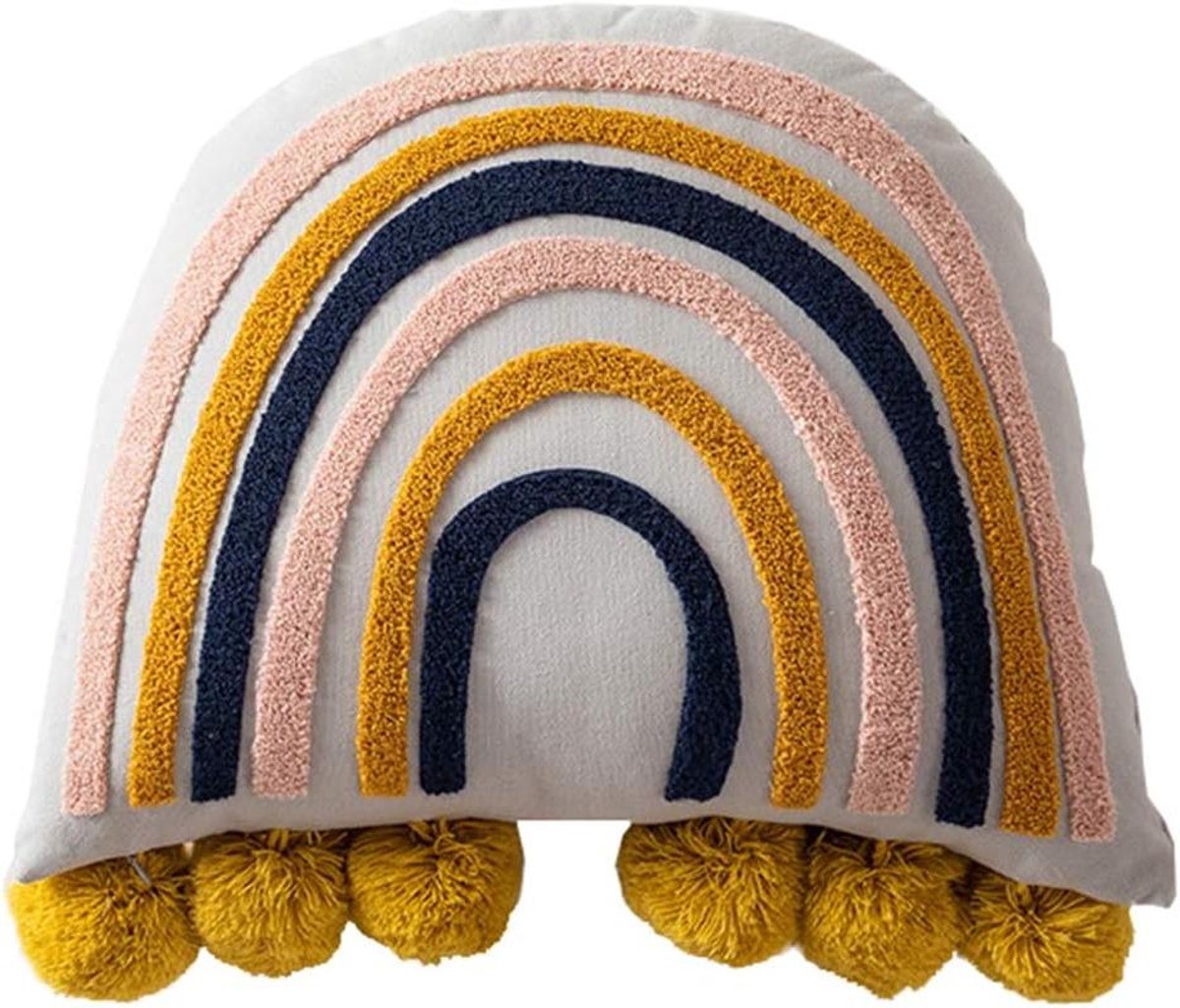 Sierkussen Regenboog - Decoratief Kussen - Woonkamer Decoratie - Handgetuft Ontwerp - 46x46cm - Multicolor