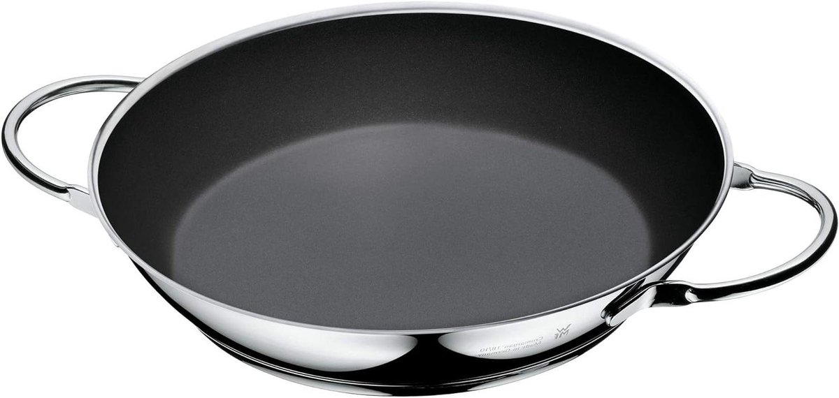 Serve- en braadpan - Koekenpan Gecoat - Vetarm braden - Keramische antiaanbaklaag - 24 cm - Roestvrij staal