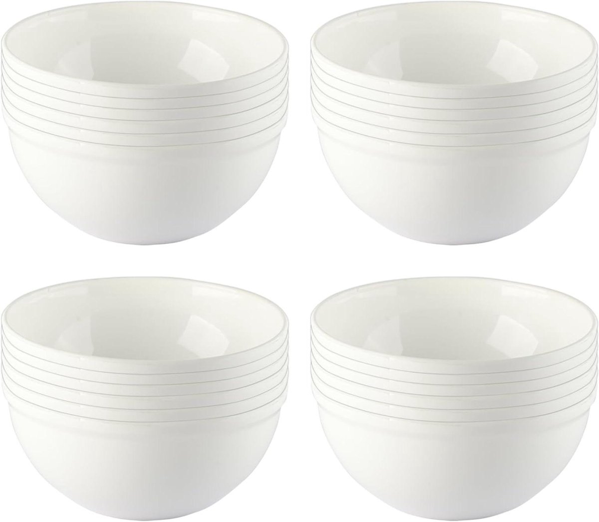 Plastic kommen - Serveren mengen - Keukenwerk - Magnetronbestendig - 24 stuks 1500 ml - Wit