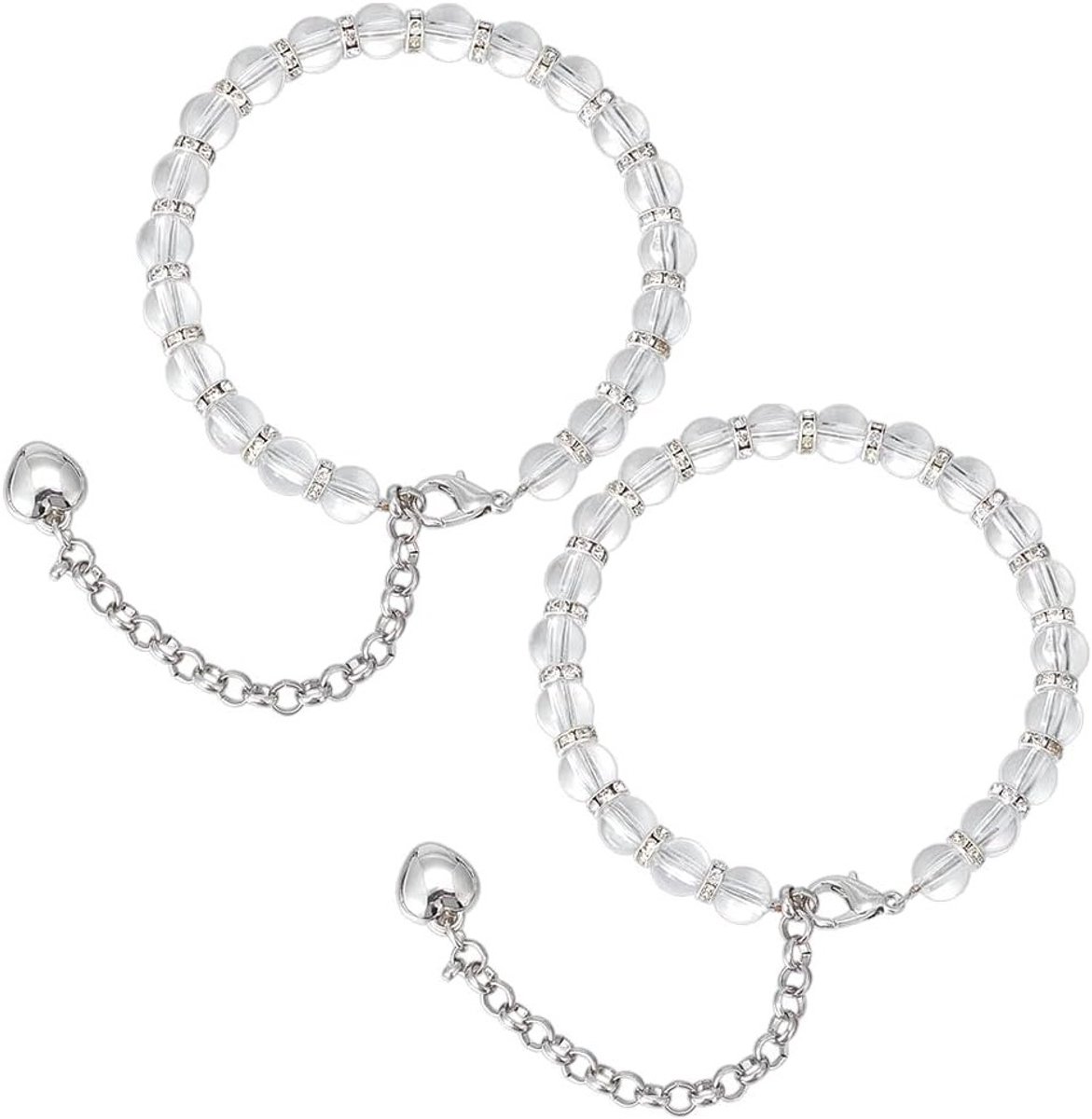 2 Stuks Transparante Beaded Schoenbanden voor Hakken - Verstelbare En Afneembare Enkelschoenen met Loose Laces van 21 cm voor Comfort en Stijl