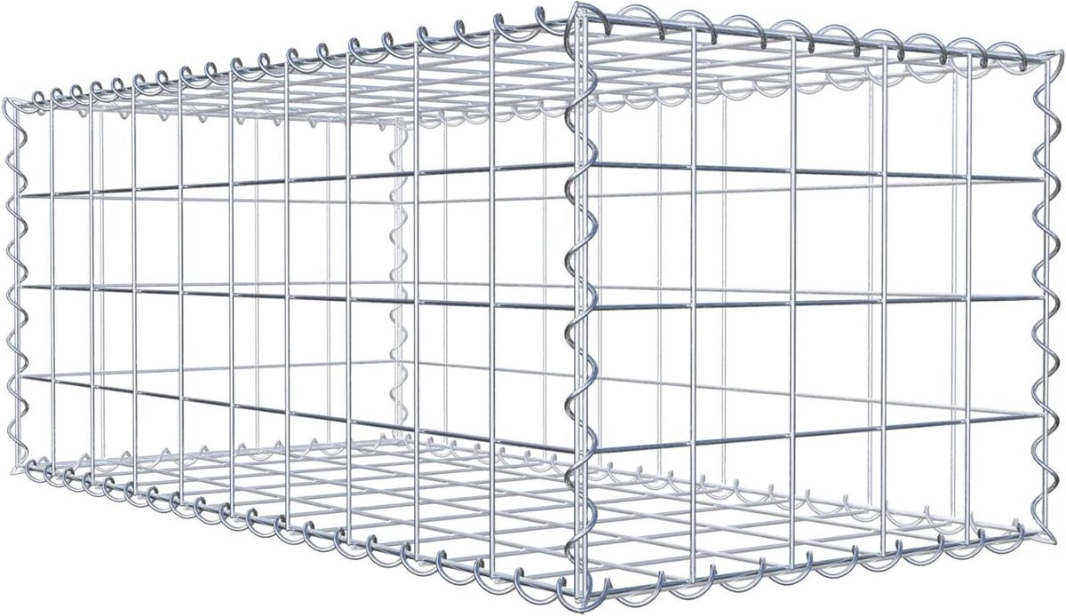 Schanskorf Hoekig - Steenkorf Draadmand - Tuin Afscheiding - Galvanisch Verzinkt - 100 x 40 x 50 cm - Zilver