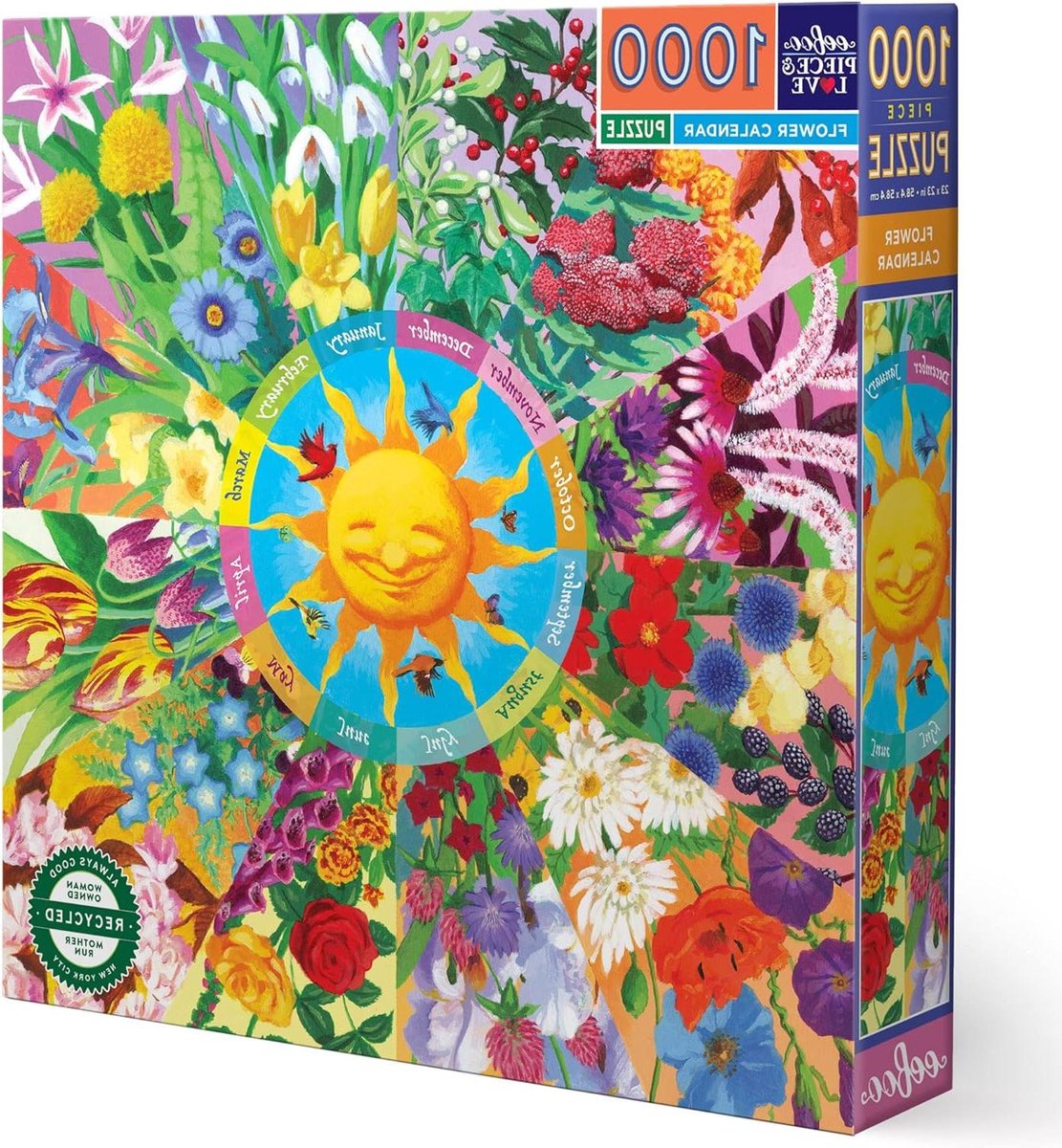 Puzzel 1000 stukjes - Jigsaw Kalender - Ontspannen Tijdverdrijf - Realistische Bloemenstijl - 584 x 584 cm - A1