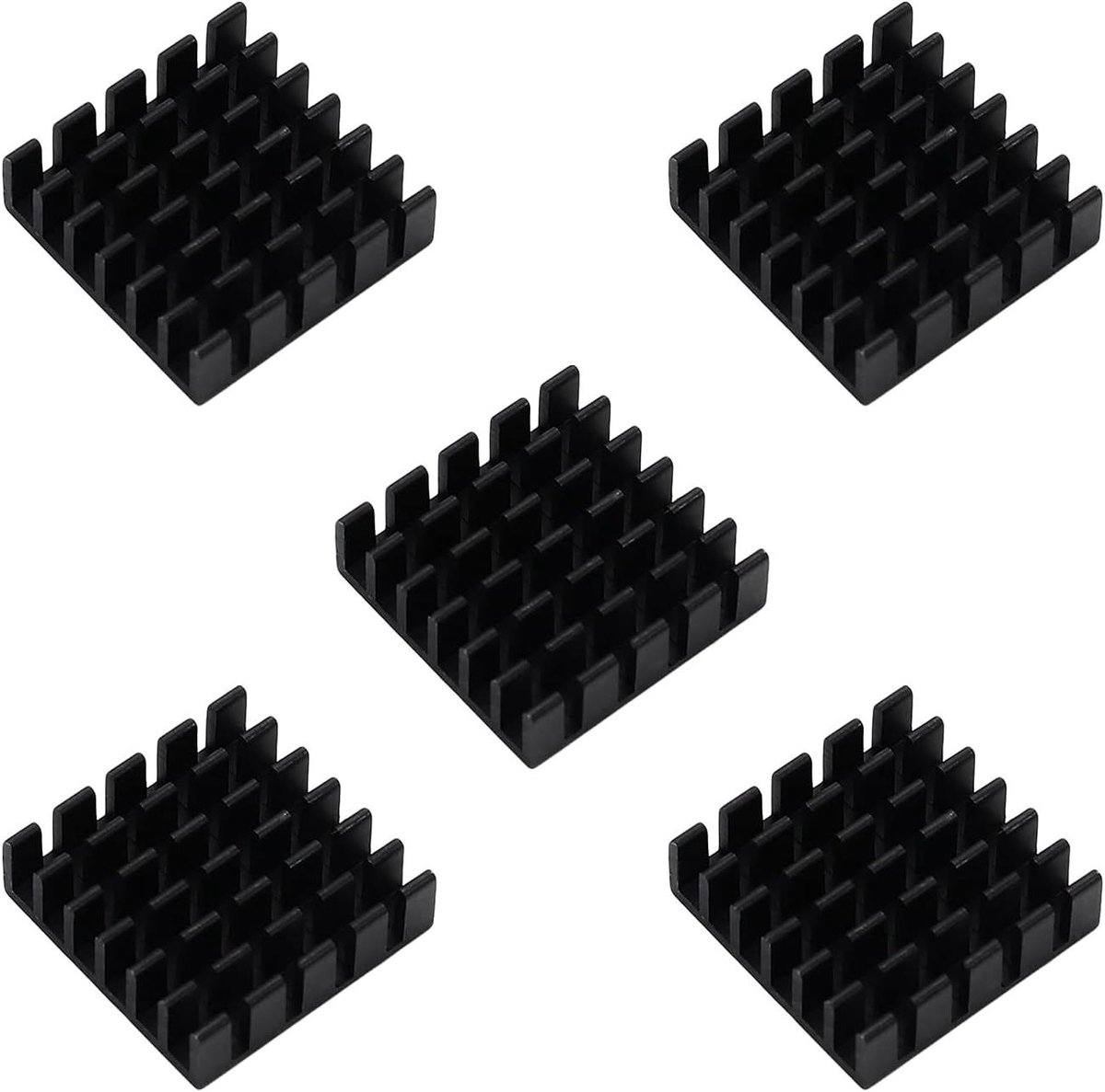 Aluminium Koeler - Warmteafvoer Koelplaat - Component Bescherming - Hoge Warmtegeleiding - 5 stuks 20x20mm - Zwart