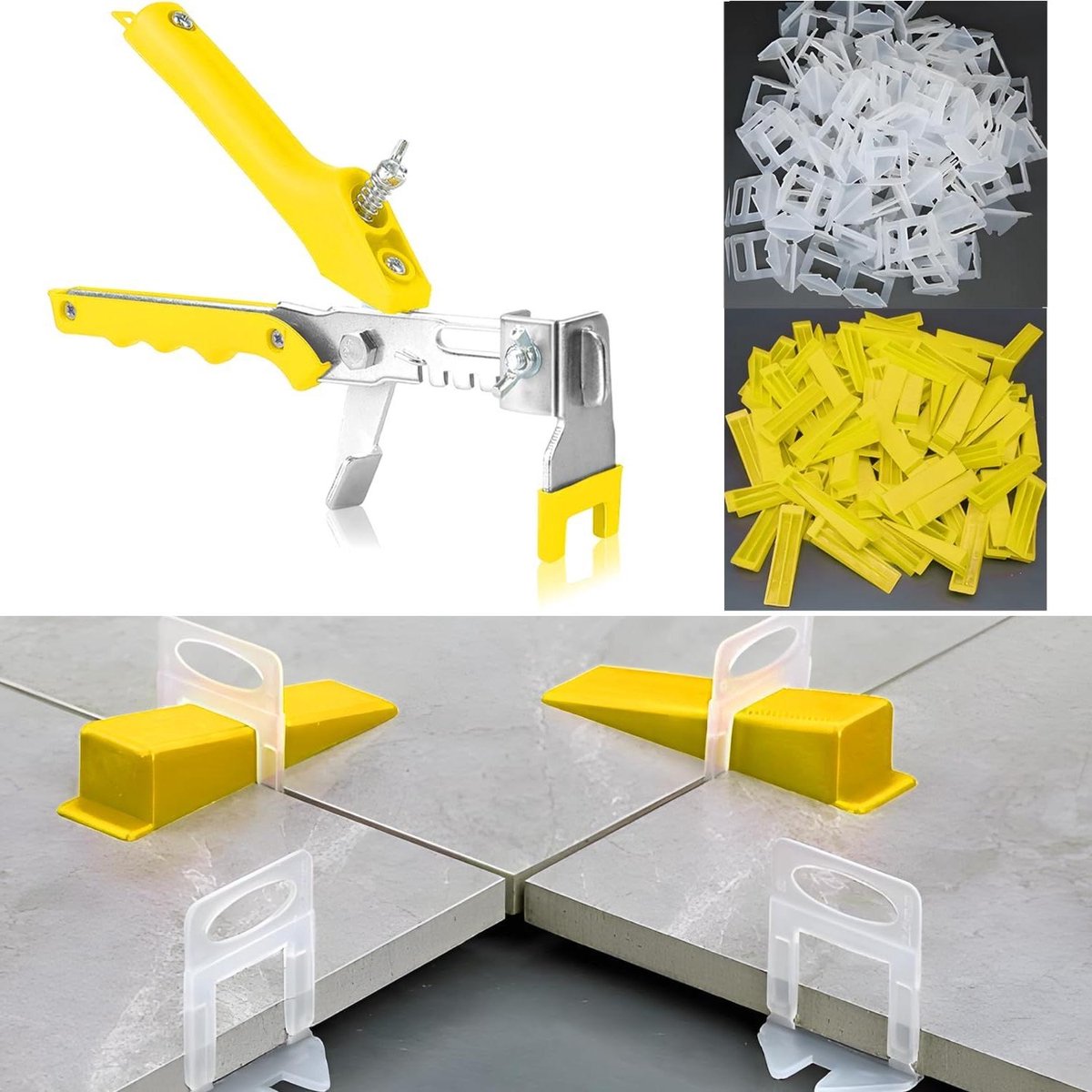 Tegel Leveling Systeem - Tegel afstandhouders wiggen - Tegels Vlak Leggen - Herbruikbare Wiggen - 1/8 inch - Geel