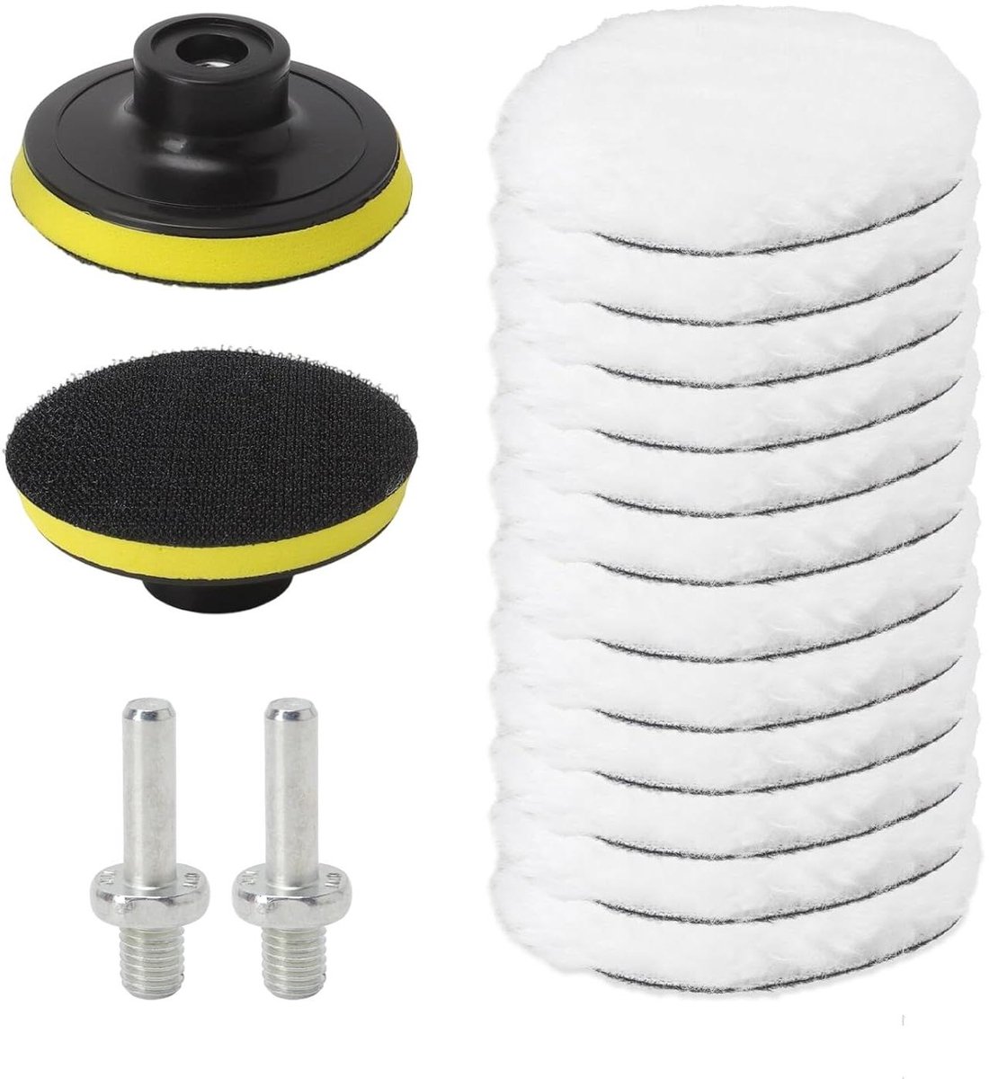 Polijstset - Polijstschijven Polijstpads - Auto Polijsten - Met M10 Adapter - 80 mm - Wit