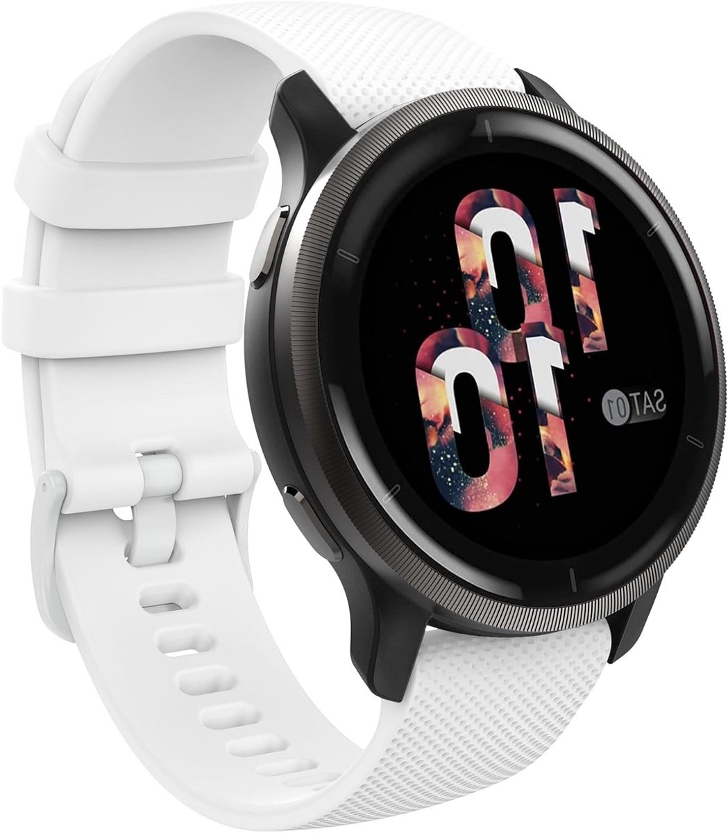 Zachte silicone vervangband voor Garmin Vivoactive 4S, Forerunner 255S en Venu 3S - 18mm sportpolsband in wit, ideaal voor actieve gebruikers