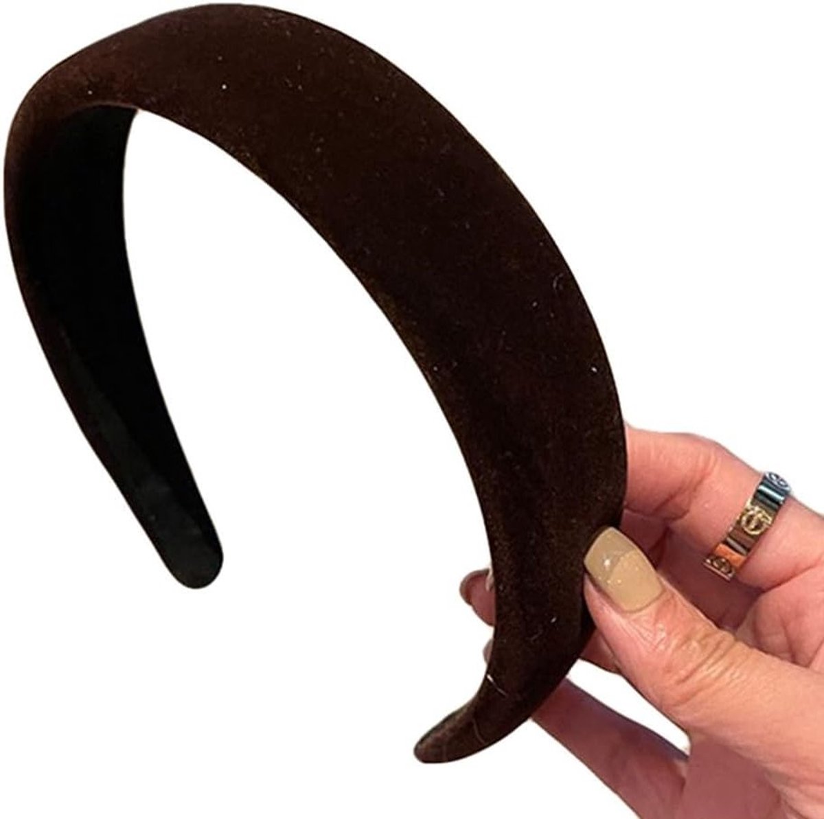 Elegante brede haarband van fluweel voor dames - Vintage haaraccessoire, non-slip, perfect voor elke gelegenheid in bruin