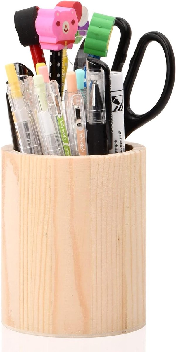 Houten Pennenhouder voor Organisatie, DIY Schilderen, Creatieve Knutselprojecten en Kantooraccessoires