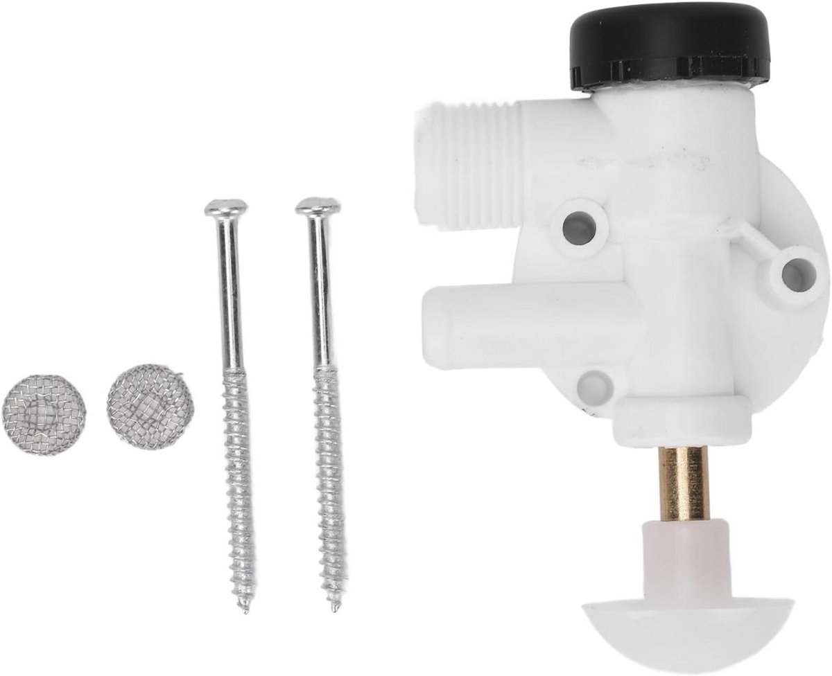 Toiletventielset Camper - Waterslot Vervanging - Afvalwater Beheer - Sterke ABS Constructie - 11.5 cm Lengte - Zwart