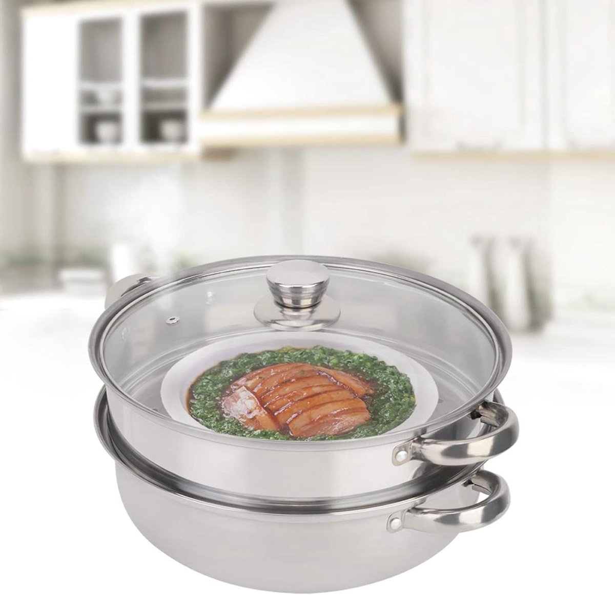 Stoompan RVS - Stoomkoker Set - Gezond Koken - Dubbele Laag - 27 cm - Zilverkleurig
