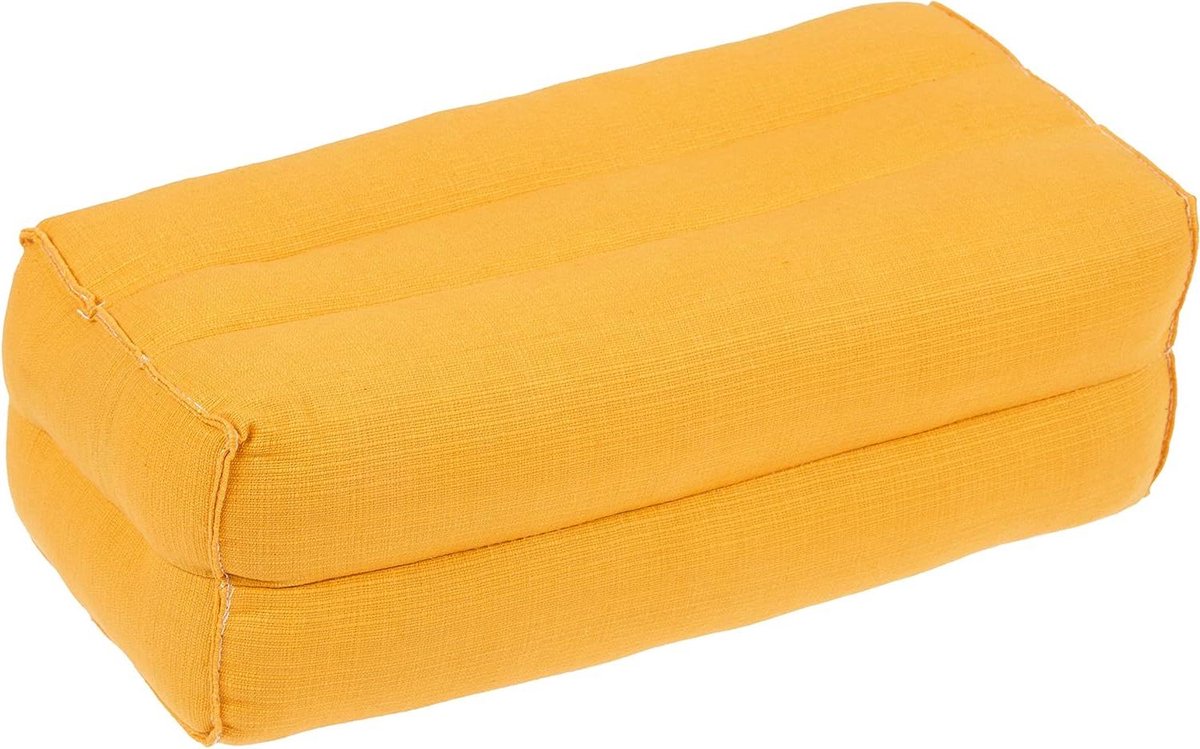 Meditatiekussen - Yogakussen Zafu - Ontspannen Zitten - Handgemaakt in Thailand - 35 x 15 x 10 cm - Geel