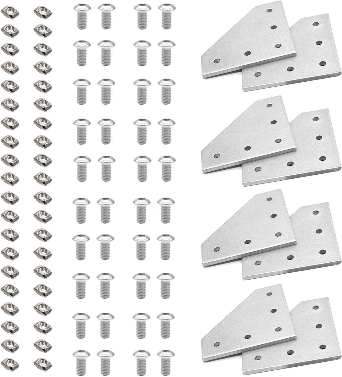 Aluminium Profiel Connectoren - Hoekbeugels Bevestigingen - 3D Printer Bouwen - L-Vormig Ontwerp - 20x20 mm - Zilver