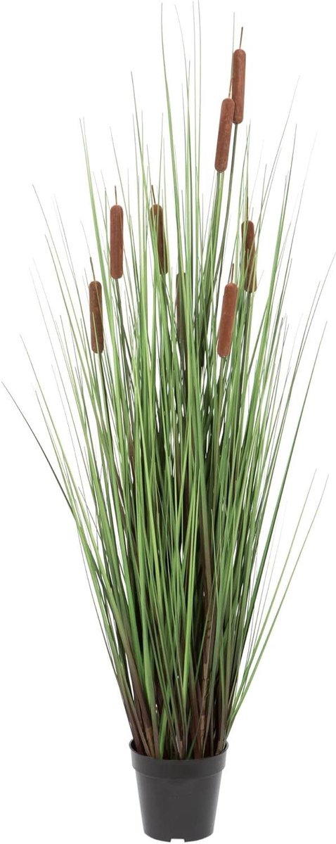 Kunstgras met Pot - Nepgras Siergras - Woondecoratie Binnen - Onderhoudsvrij Decoratief - 122 cm Hoog - Groen