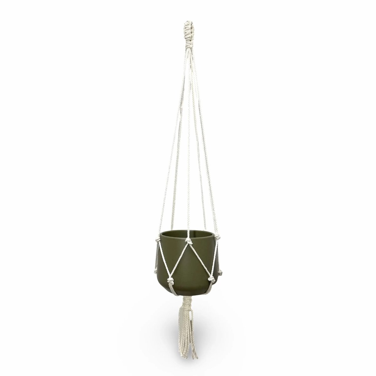 Plantenhanger 'Classic' - Kies kleur en lengte - Gebroken Wit - 100 cm lang - Katoenkoord - Geschikt voor Pot met Diameter t/m 20 cm - Handgemaakt in ons Macramé Atelier - Prijs per Stuk - Let op: Exclusief Pot - Inclusief Verzendkosten