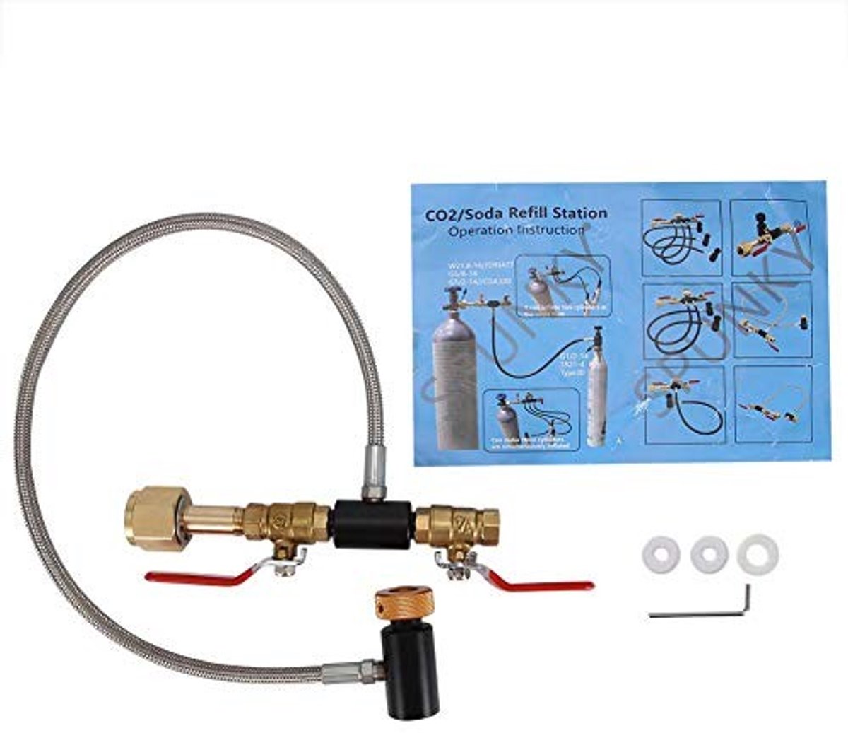 Golden crown CO2-cilinder navuladapter Slang voor Soda Maker 24 inch Handmatig vullen Roestvrij staal Geschikt voor thuisgebruik