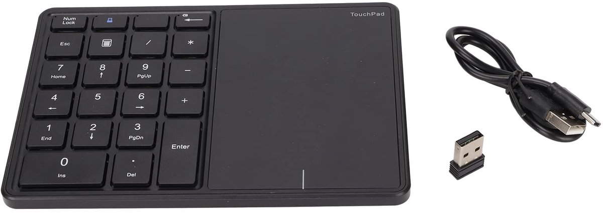 ONF3 - Draadloos Numeriek Toetsenbord - USB Numpad - Touchpad en Dual Mode-verbinding - Grijs - 10M Gebruik - Geschikt voor iOS en Android