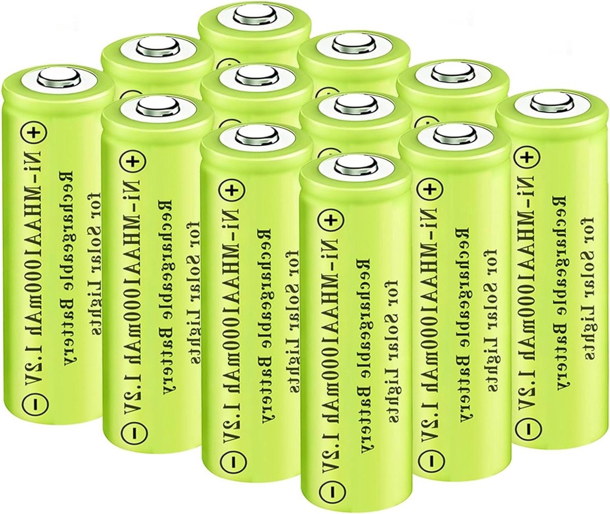 AA Oplaadbare Batterijen - 12V Batterijen - Zonnelampen Laden - Hoge Capaciteit - 1000 mAh - Zilver