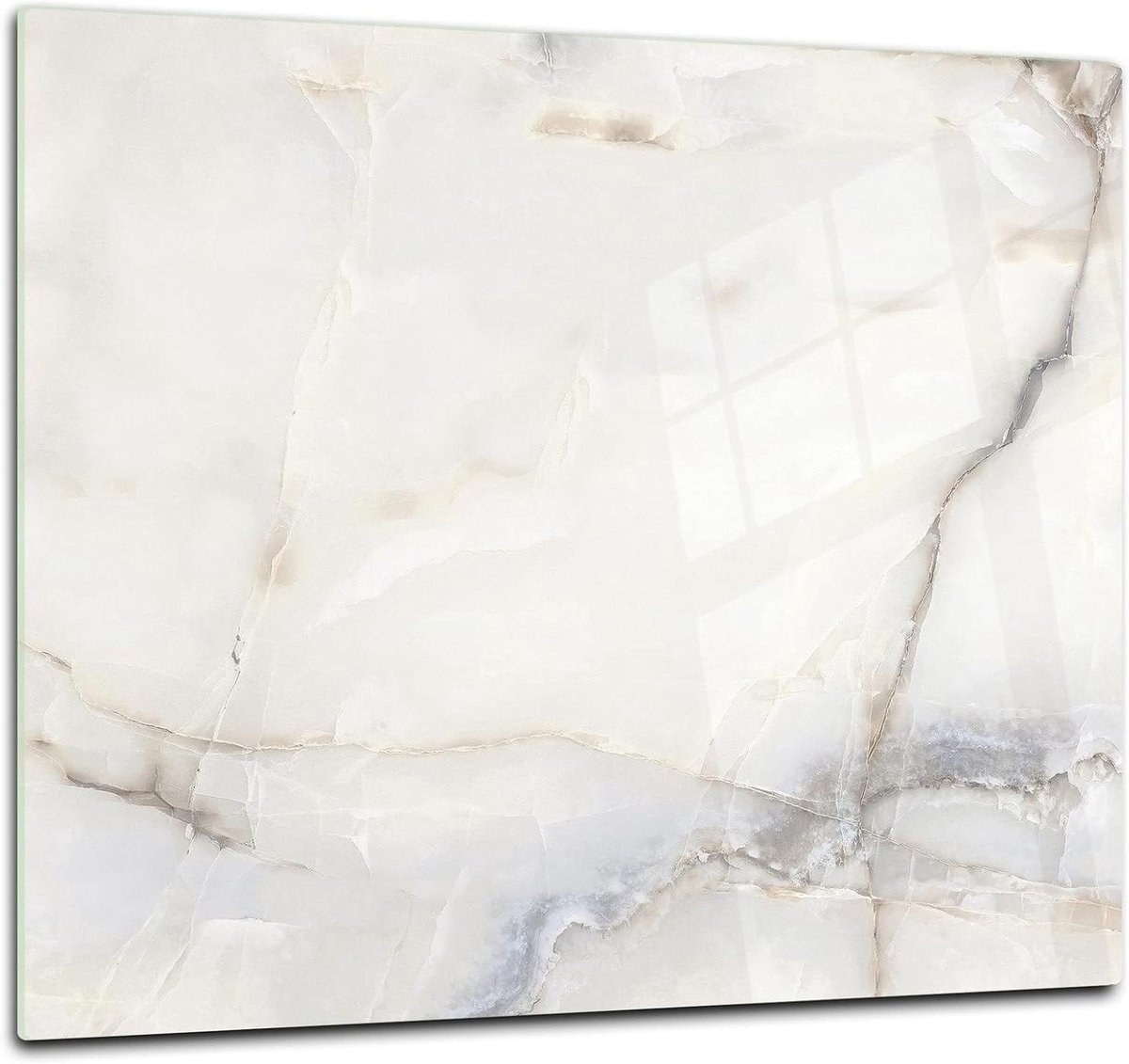 Glazen Keukenbord - Glassnijplank Werkblad - Keukenwerkblad Beschermen - Gehard Glas - 60 x 52 cm - White Marble Design