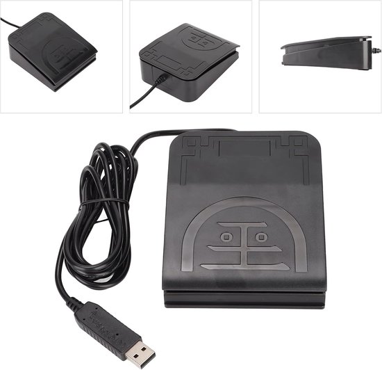 USB Voetpedaal - Toetsenbord Pedaal Computertoetsenbord - Functies Programmeren - Mechanische Schakelaar - 2m Kabel - Zwart — afbeelding 4