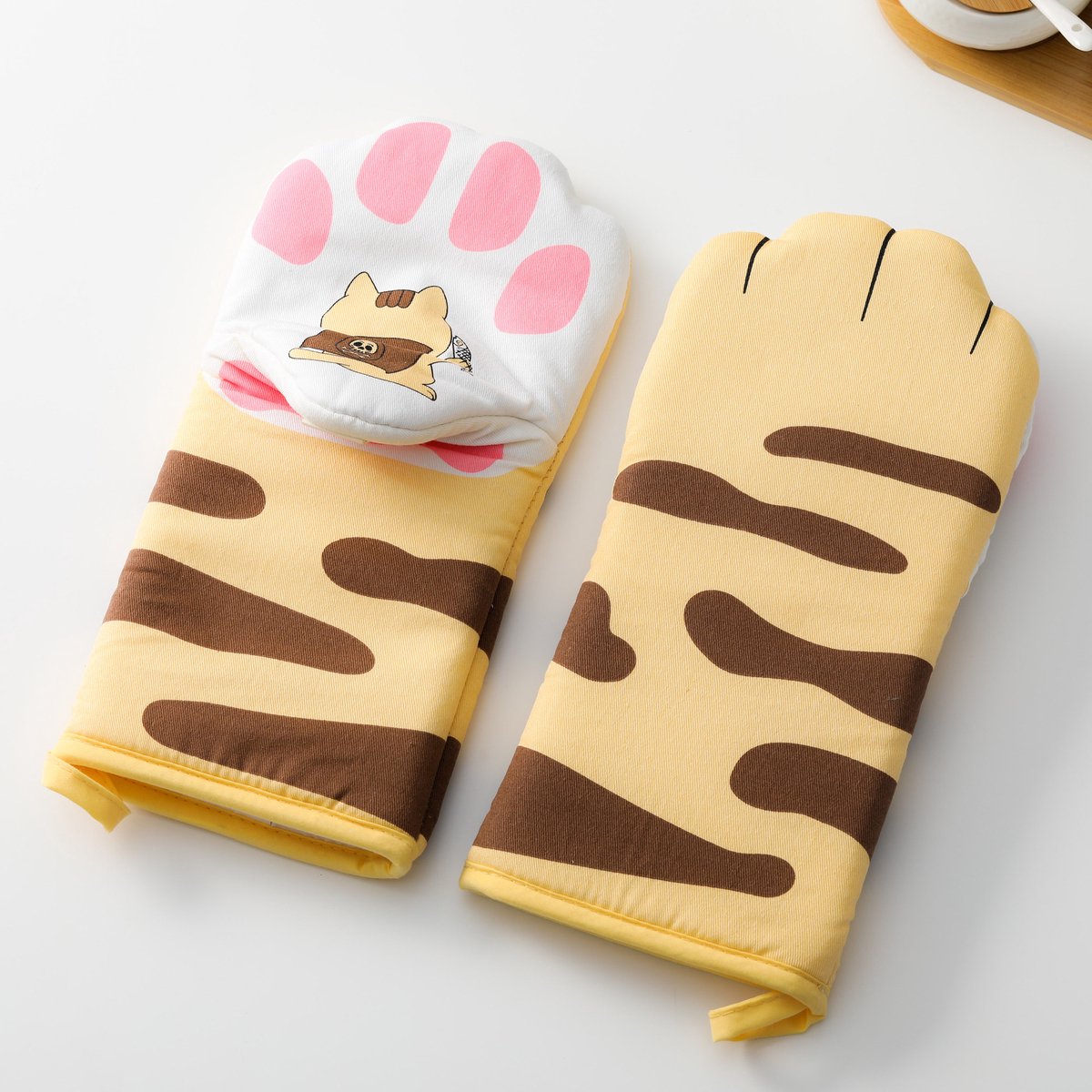 2 artikelen - Extra dikke ovenwanten – ovenwanten - pannenlappen - Hittebestendige handschoenen in de vorm van kattenpootjes – Anti-verbrandingshandschoenen voor in de keuken