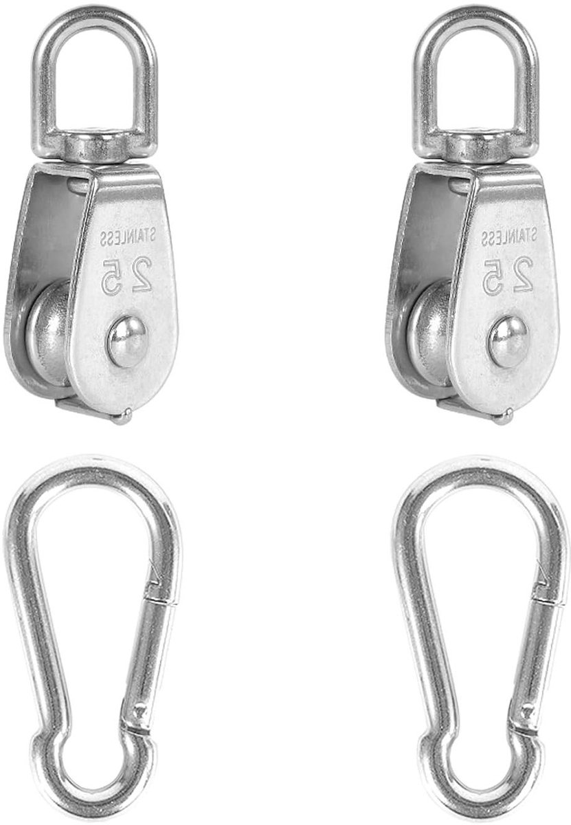 Enkele Katrol Blok - Touw Wiel Optillen - Lasten Verlichten - 360 Graden Draaibaar - M25 150 kg - Zilver